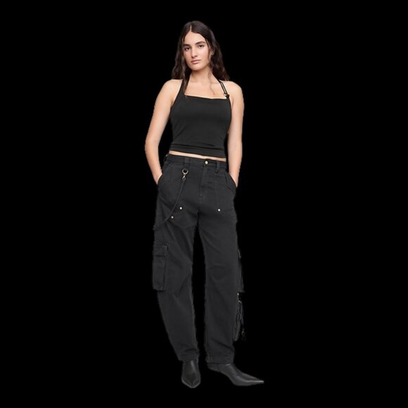 NWOT GAP × Cult Gaia black cargo barrel pants size 6 - Picture 1 of 4